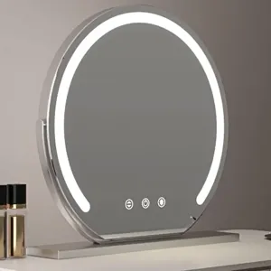 Vanity Mirror with Lights, LED Plug-in Makeup Mirror 3 Color Lighting Modes 360° Rotation Smart Touch, Suitable for Home and Hair Salon,Silver,40CM/15.7''