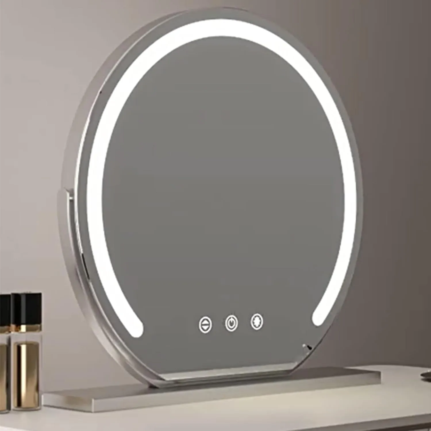 Vanity Mirror with Lights, LED Plug-in Makeup Mirror 3 Color Lighting Modes 360° Rotation Smart Touch, Suitable for Home and Hair Salon,Silver,40CM/15.7''