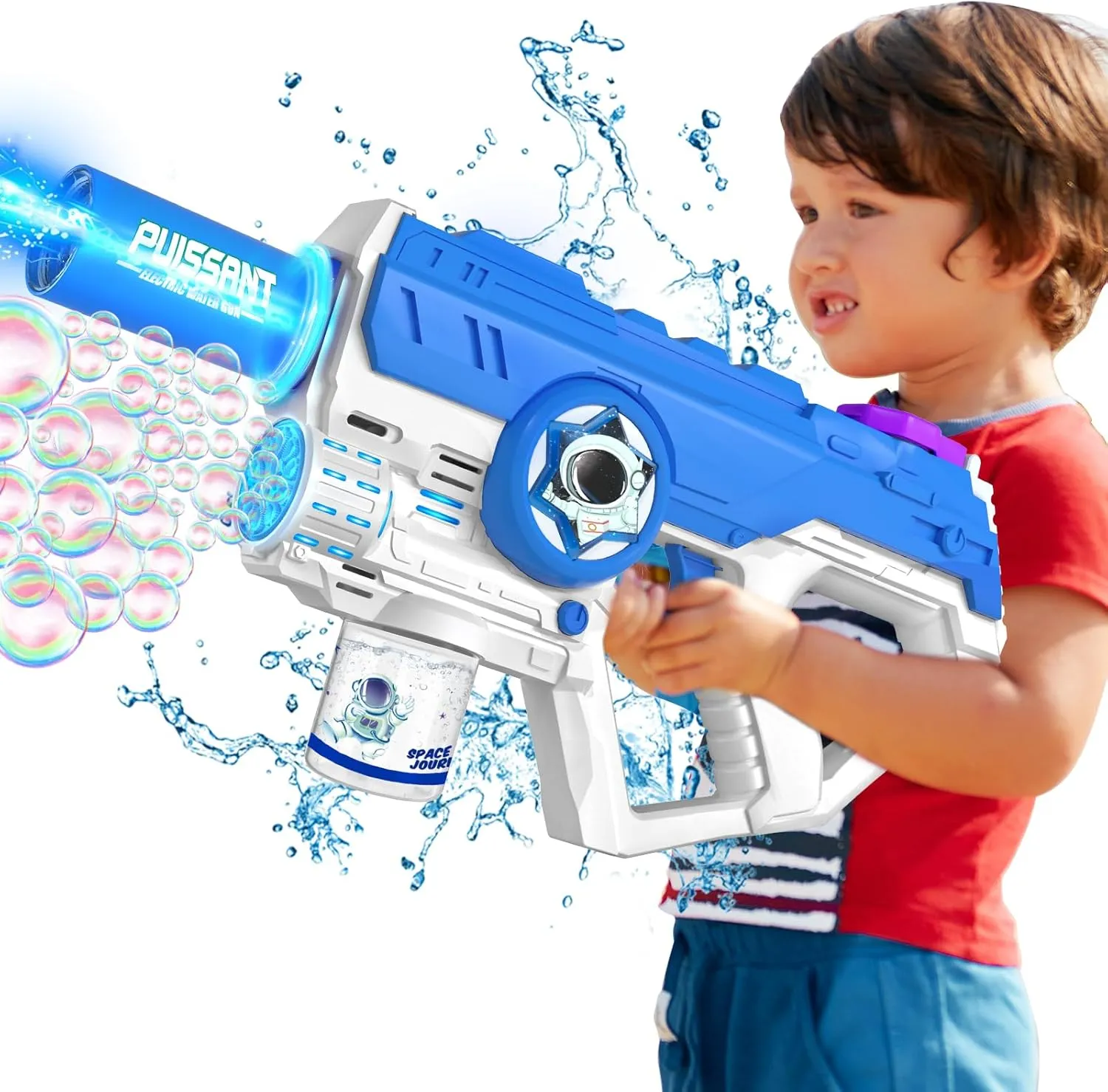 VATOS Water Gun & Bubble Gun for Kids Ages 3 4 5 6 7 8 , Automatic 3 in 1 Electric Water Gun and Bubble Gun Toy, 500CC  Large Capacity 32FT Long Range Rechargeable Squirt Gun Summer Outdoor Toys