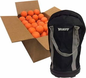 Velocity Lacrosse Balls - Practice Balls, Official NFHS, SEI, and College Approved Size - Meets NOCSAE Standard - Approved Competition Colors - Orange, 60 Pack with Ball Bag