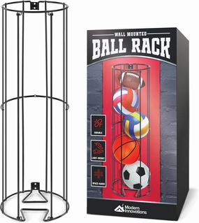 Vertical Ball Storage Rack, Wall-Mounted Garage Sports Equipment Organizer, Soccer Ball, Volley Ball, Football, and Basketball Holder, Space-Saving Vertical Ball Rack for Garage, Gym, or Playroom