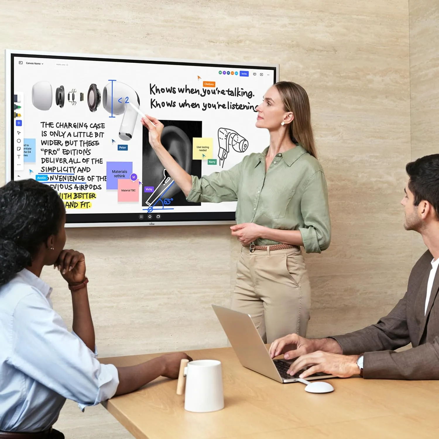 Vibe S1 4K UHD Smart Board, 55 Inch Digital Whiteboard for Office and Classroom, Electronic Presentation Meeting Device for Hybrid Work, Interative Touchscreen Display, Chrome OS and 250  Free Apps