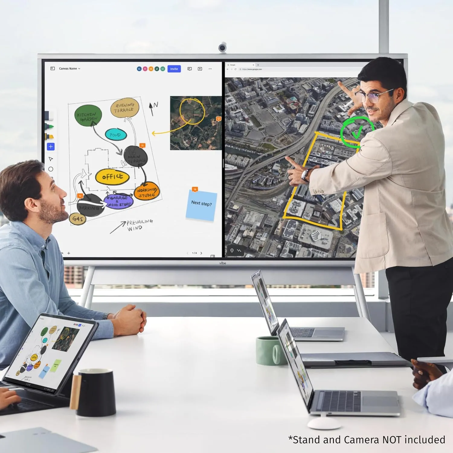Vibe S1 4K UHD Smart Board, 55 Inch Digital Whiteboard for Office and Classroom, Electronic Presentation Meeting Device for Hybrid Work, Interative Touchscreen Display, Chrome OS and 250  Free Apps