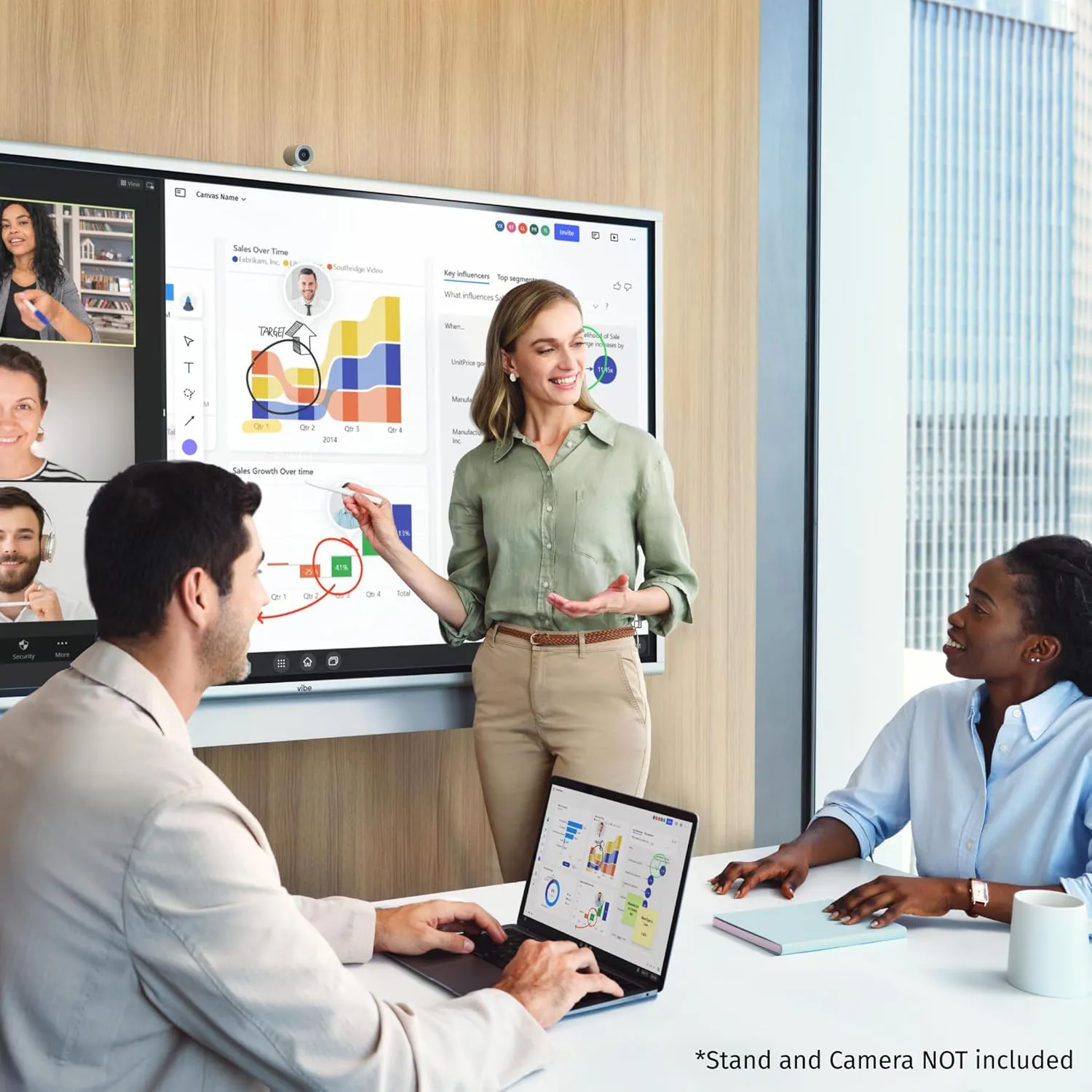 Vibe S1 4K UHD Smart Board, 55 Inch Digital Whiteboard for Office and Classroom, Electronic Presentation Meeting Device for Hybrid Work, Interative Touchscreen Display, Chrome OS and 250  Free Apps