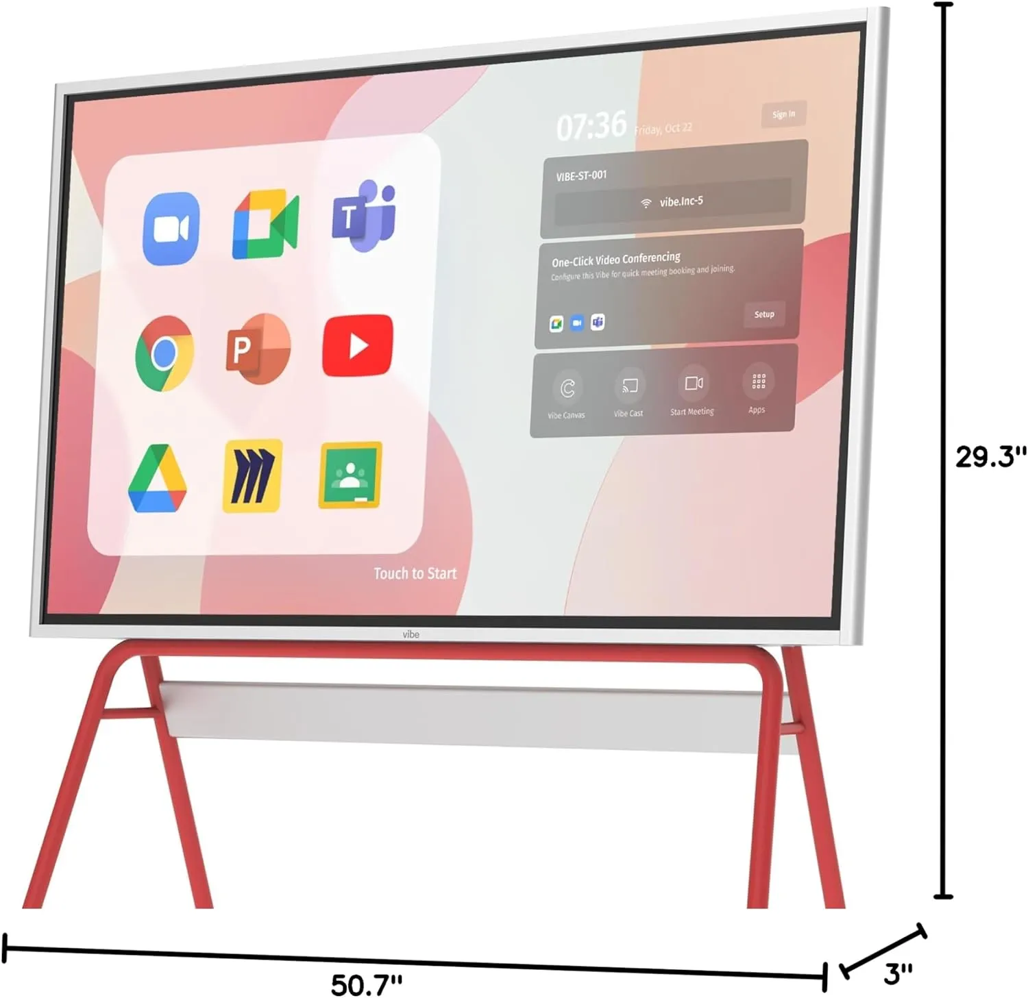 Vibe S1 4K UHD Smart Board, 55 Inch Digital Whiteboard for Office and Classroom, Electronic Presentation Meeting Device for Hybrid Work, Interative Touchscreen Display, Chrome OS and 250  Free Apps