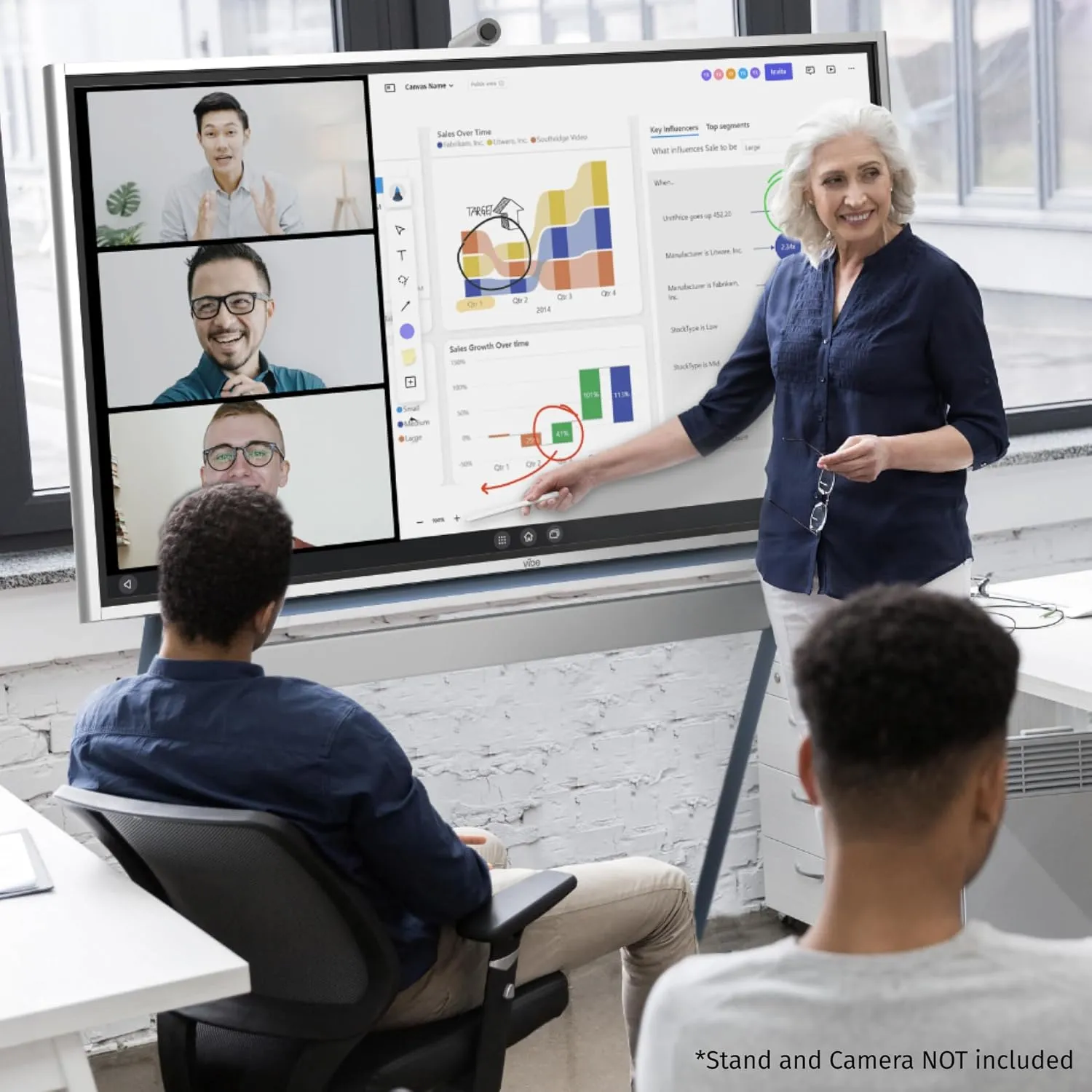 Vibe S1 4K UHD Smart Board, 55 Inch Digital Whiteboard for Office and Classroom, Electronic Presentation Meeting Device for Hybrid Work, Interative Touchscreen Display, Chrome OS and 250  Free Apps