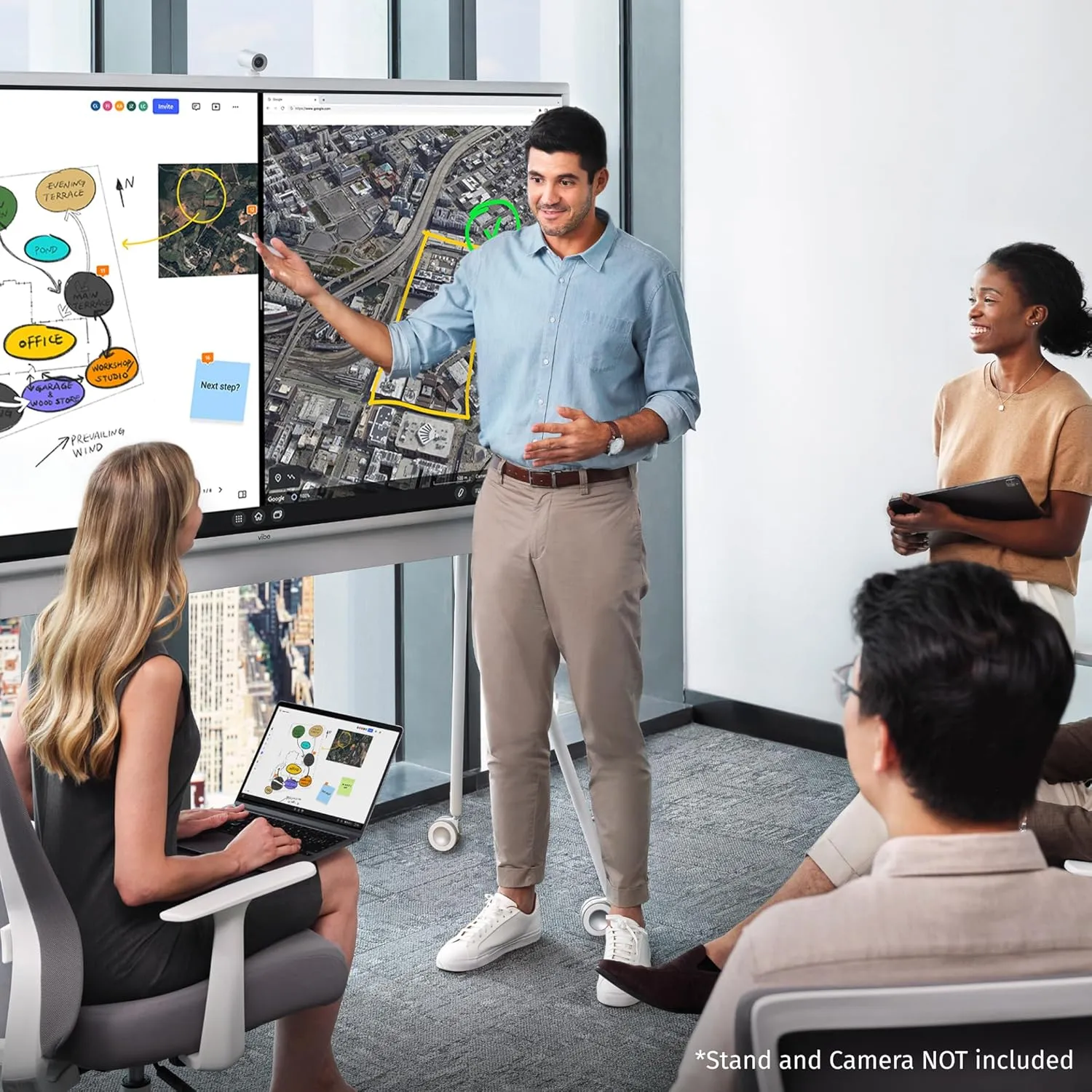 Vibe S1 4K UHD Smart Board, 55 Inch Digital Whiteboard for Office and Classroom, Electronic Presentation Meeting Device for Hybrid Work, Interative Touchscreen Display, Chrome OS and 250  Free Apps