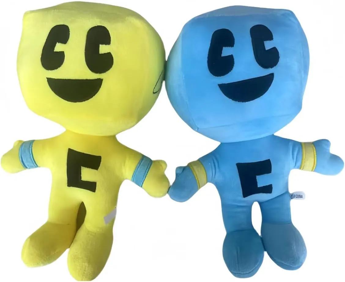 Video Game Character Plush Toy, Plush Animal Soft Plush Toy Cute Hug Pillow, 3D Smiley Design, Favorite Gift for Boys and Girls (Yellow Blue)