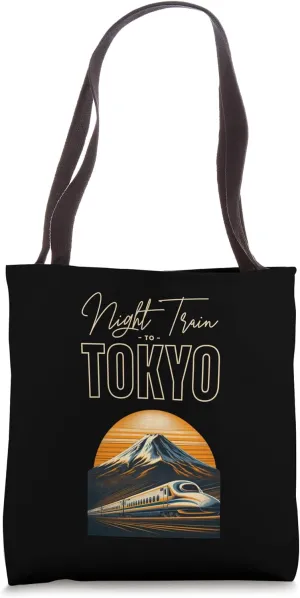 Vintage Tokio Japanese Graphical Art Night Train to Tokyo Tote Bag
