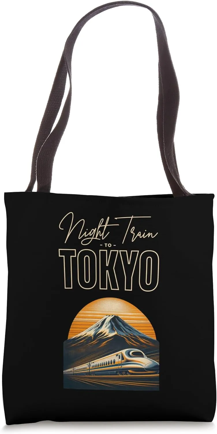 Vintage Tokio Japanese Graphical Art Night Train to Tokyo Tote Bag