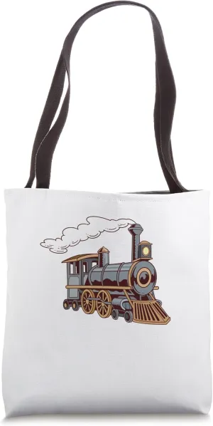Vintage Train Locomotive & Model Railroad Tote Bag