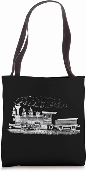 Vintage Locomotive Railroad Hobby Train Steam Engine Tote Bag