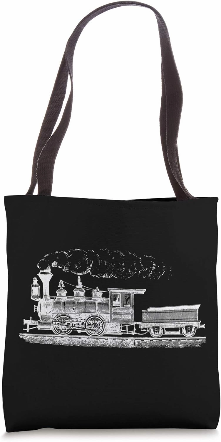 Vintage Locomotive Railroad Hobby Train Steam Engine Tote Bag