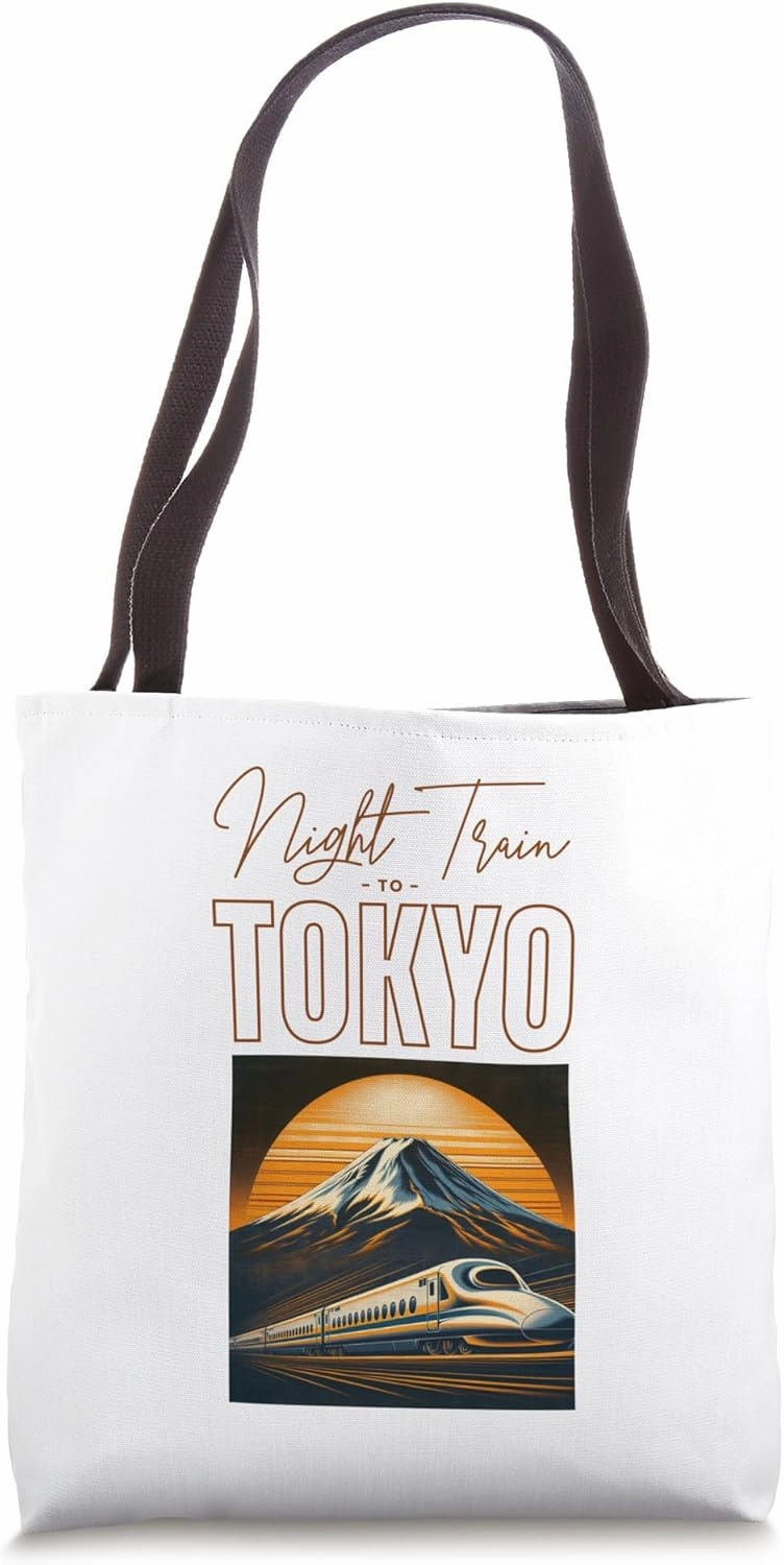Vintage Tokio Japanese Graphical Art Night Train to Tokyo Tote Bag