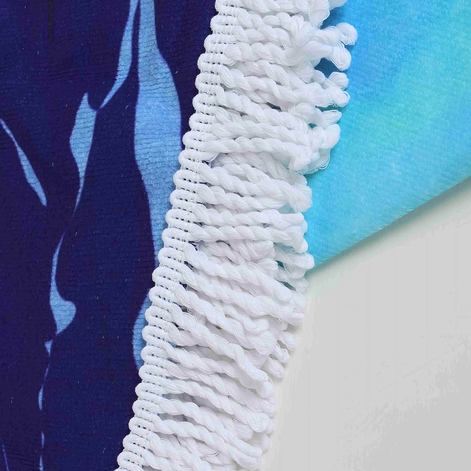 Violet Mist Blue Sea Wave Round Beach Blanket 60" Soft Microfibre Circular Beach Towel Throw with Fringe Large Sand Free Circle Beach Blanket with Tassels for Women Travel Swimming Pool Picnic Towel