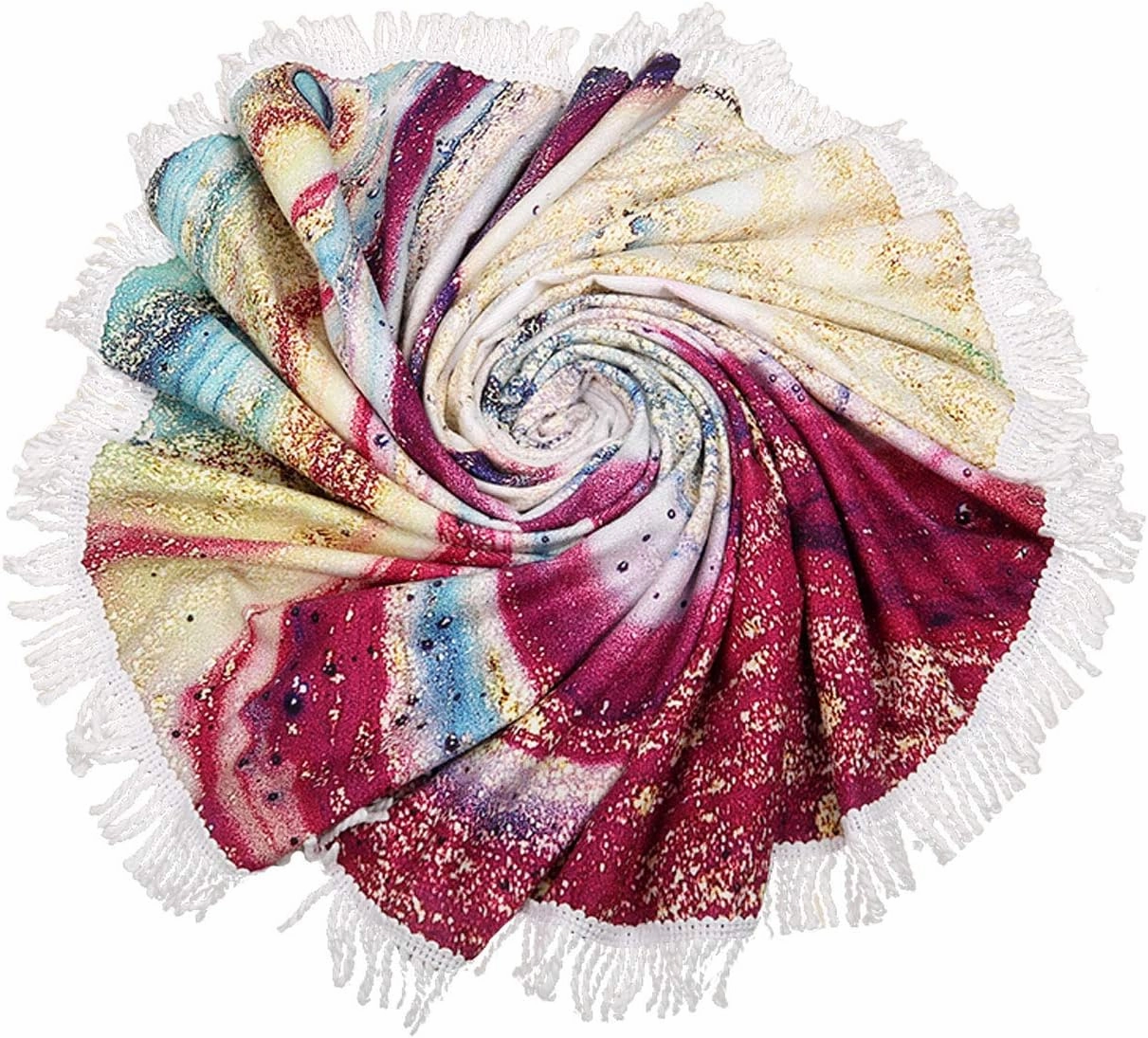 Violet Mist Purple Quicksand Round Beach Blanket 60" Microfibre Circular Beach Towel Throw with Fringe Large Sand Free Circle Beach Blanket with Tassels for Women Travel Swimming Pool Picnic Towel