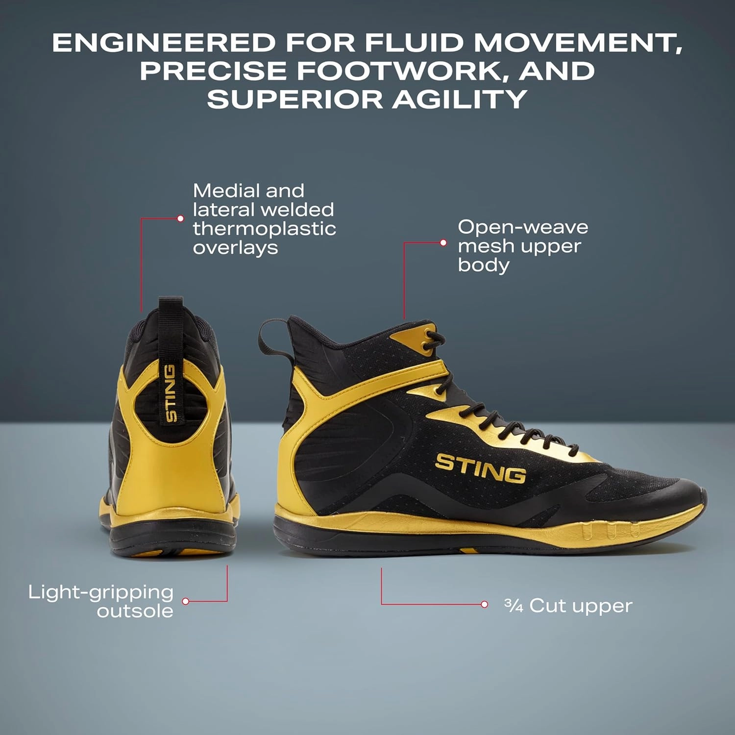 Viper Boxing Shoes 2.0, Lightweight and Durable Boxing Gear, Unisex Boxing Equipment for Better Movement, Breathability, and Support