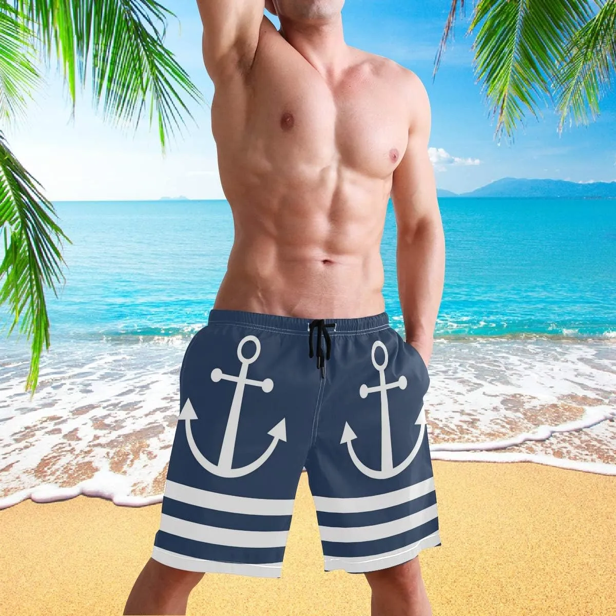 visesunny Mens Funny Swim Trunks Quick Dry Beachwear Sports Running Swim Board Shorts Mesh Lining