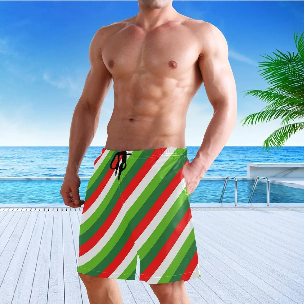 visesunny Men's Novelty Beach Shorts Quick Dry Swimwear Sports Running Swim Board Shorts Bathing Suits