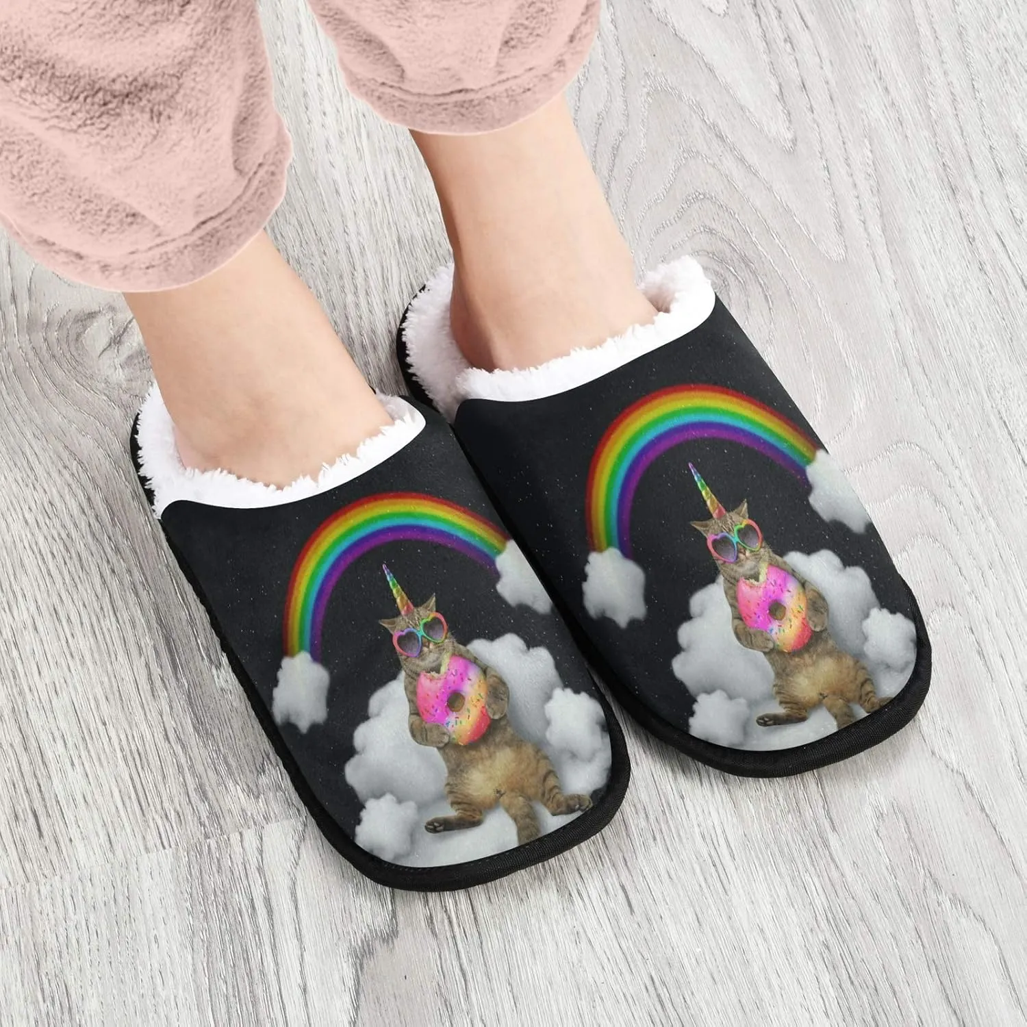 Visesunny Modern Cute Funny House Slippers for Women Men - Unisex Indoor Outdoor