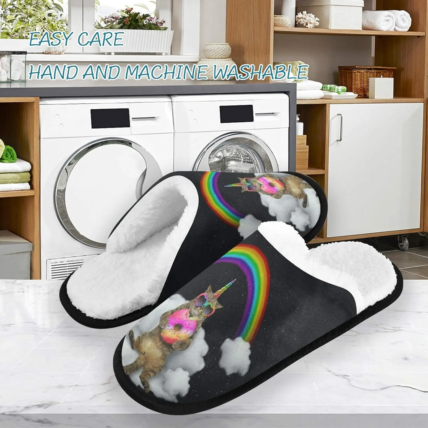 Visesunny Modern Cute Funny House Slippers for Women Men - Unisex Indoor Outdoor