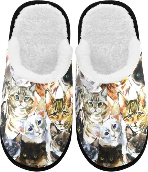 visesunny Slippers for Women Mens Funny Winter Warm Memory Foam Cotton Home Slippers Soft Plush Fleece Slip on House Slippers Unisex