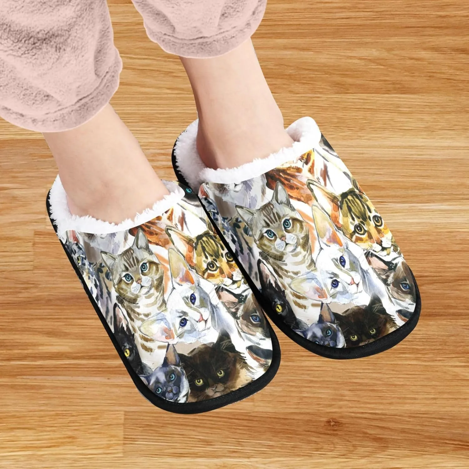 visesunny Slippers for Women Mens Funny Winter Warm Memory Foam Cotton Home Slippers Soft Plush Fleece Slip on House Slippers Unisex