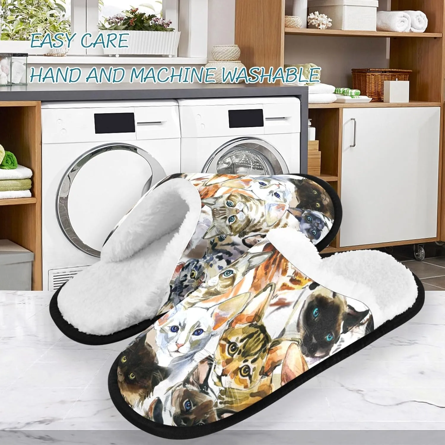 visesunny Slippers for Women Mens Funny Winter Warm Memory Foam Cotton Home Slippers Soft Plush Fleece Slip on House Slippers Unisex