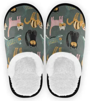 visesunny Slippers for Women Mens Stylish Foral Winter Warm Memory Foam Cotton Home Slippers Soft Plush Fleece Slip on House Slippers for Girls Indoor Outdoor Shoes