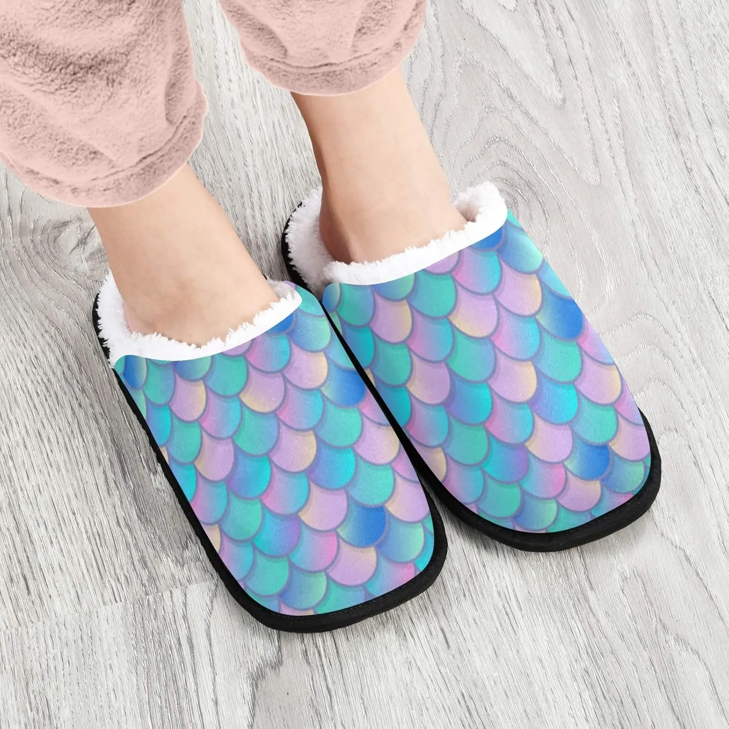 visesunny Slippers for Women Mens Stylish Foral Winter Warm Memory Foam Cotton Home Slippers Soft Plush Fleece Slip on House Slippers for Girls Indoor Outdoor Shoes