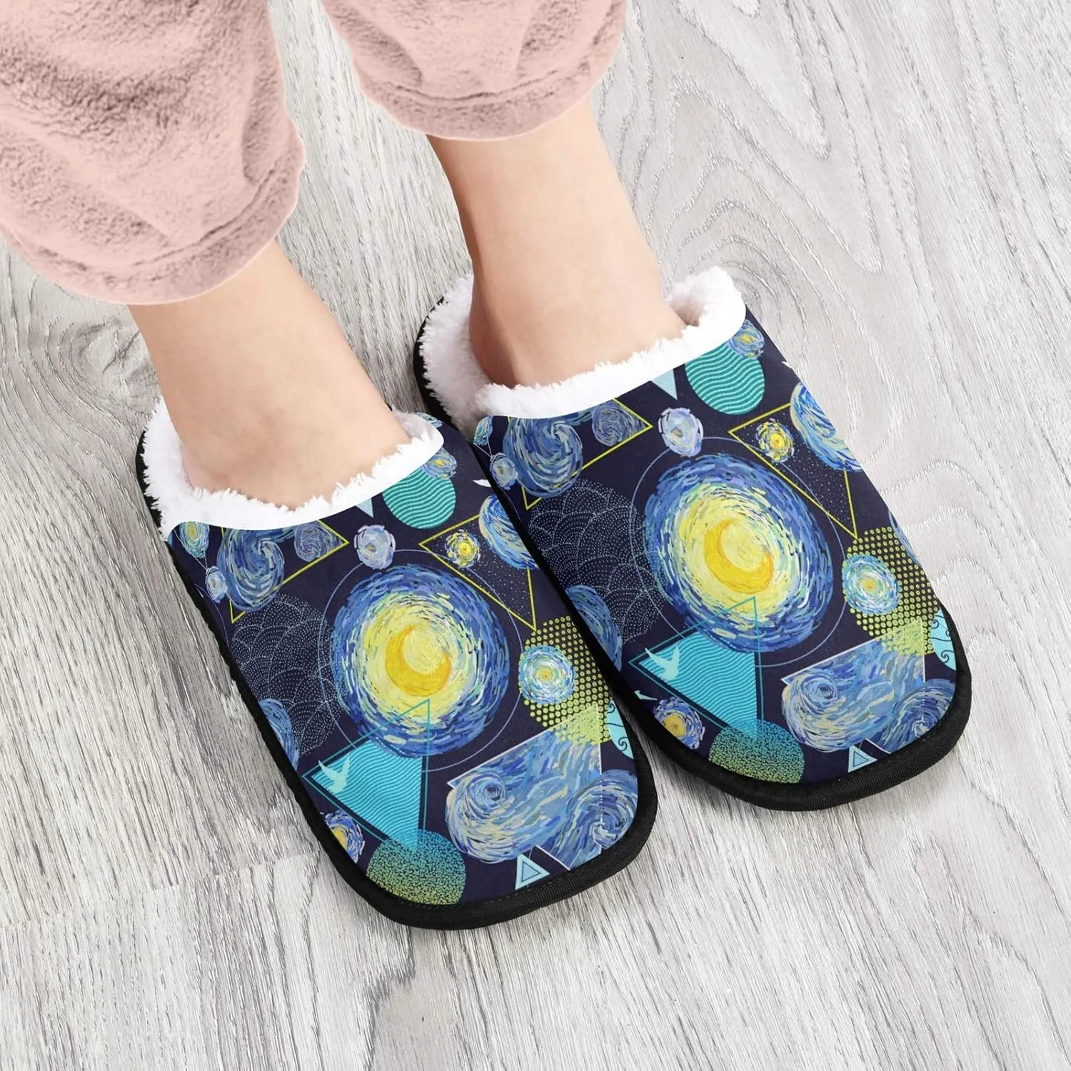 visesunny Slippers for Women Mens Stylish Foral Winter Warm Memory Foam Cotton Home Slippers Soft Plush Fleece Slip on House Slippers for Girls Indoor Outdoor Shoes