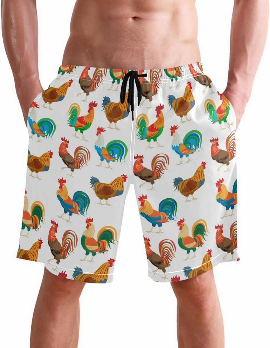 visesunny Hawaiian Men's Summer Beach Shorts Swim Trunks Sports Running Bathing Suits with Mesh Lining