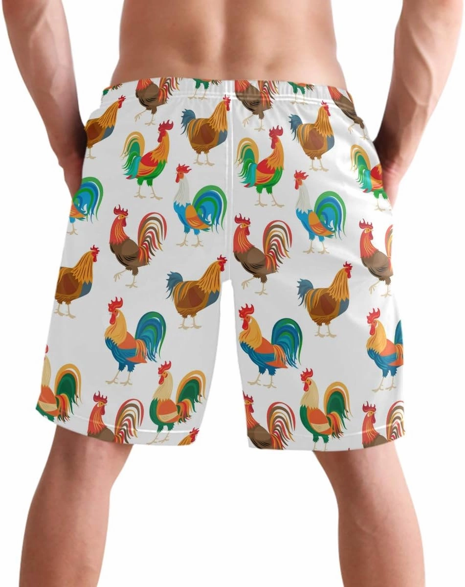 visesunny Hawaiian Men's Summer Beach Shorts Swim Trunks Sports Running Bathing Suits with Mesh Lining