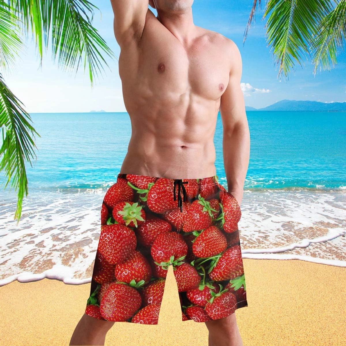 visesunny Men's Novelty Beach Shorts Quick Dry Swimwear Sports Running Swim Board Shorts