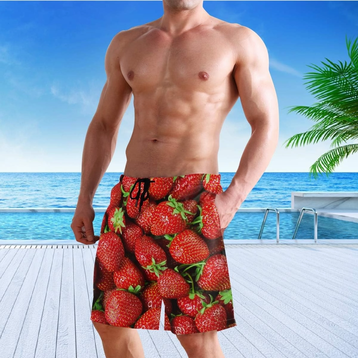 visesunny Men's Novelty Beach Shorts Quick Dry Swimwear Sports Running Swim Board Shorts