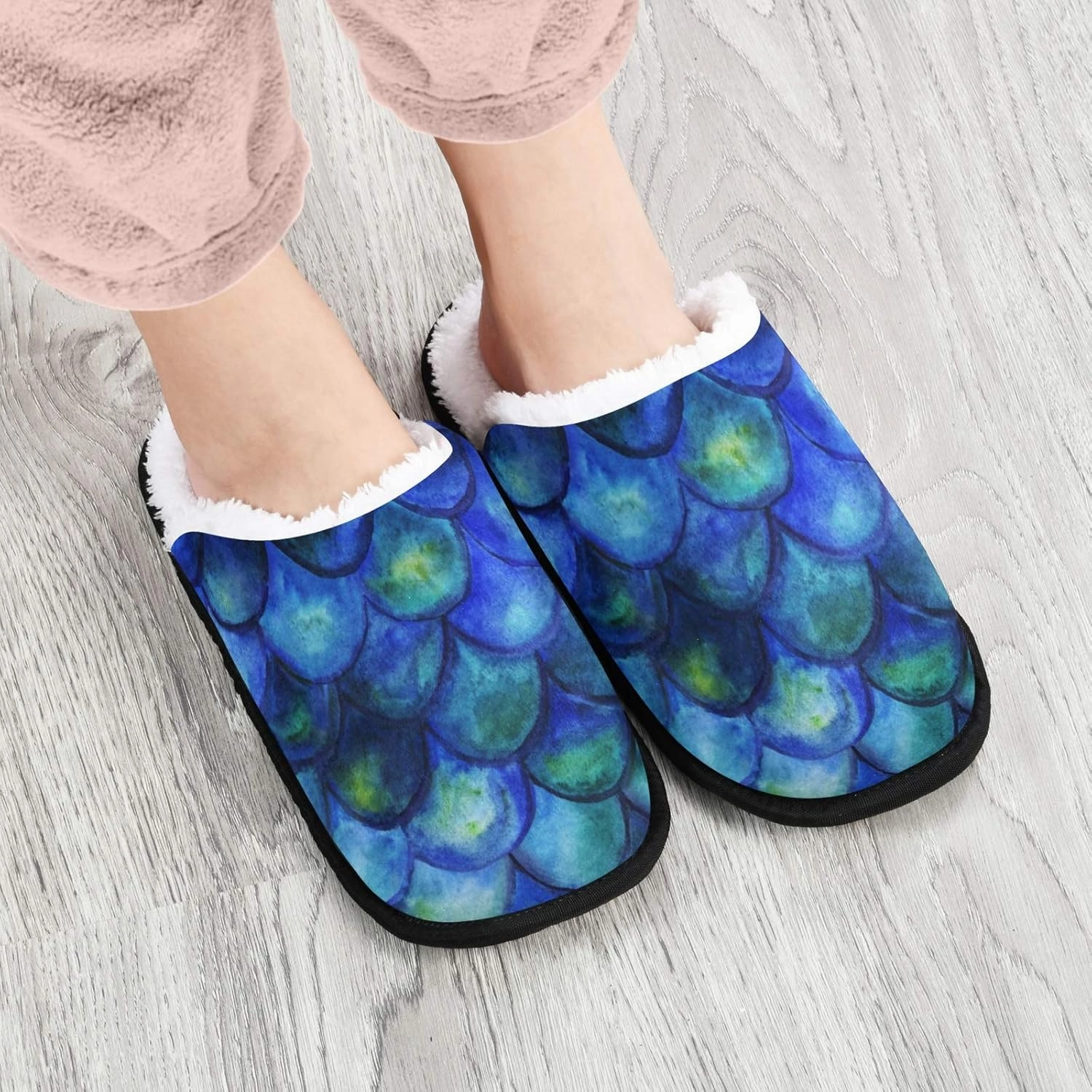 visesunny Slippers for Women Mens Stylish Foral Winter Warm Memory Foam Cotton Home Slippers Soft Plush Fleece Slip on House Slippers for Girls Indoor Outdoor Shoes