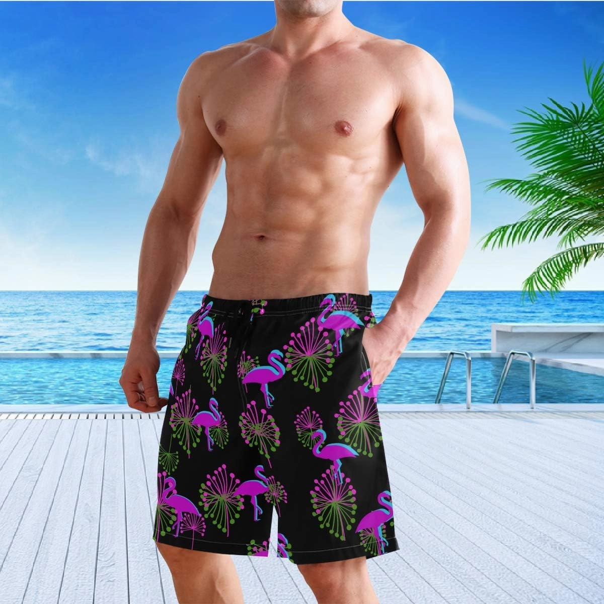 visesunny Summer Mens Swim Trunks Mesh Liner Swimming Trunks Men's Bathing Suit Quick Dry Swim Shorts