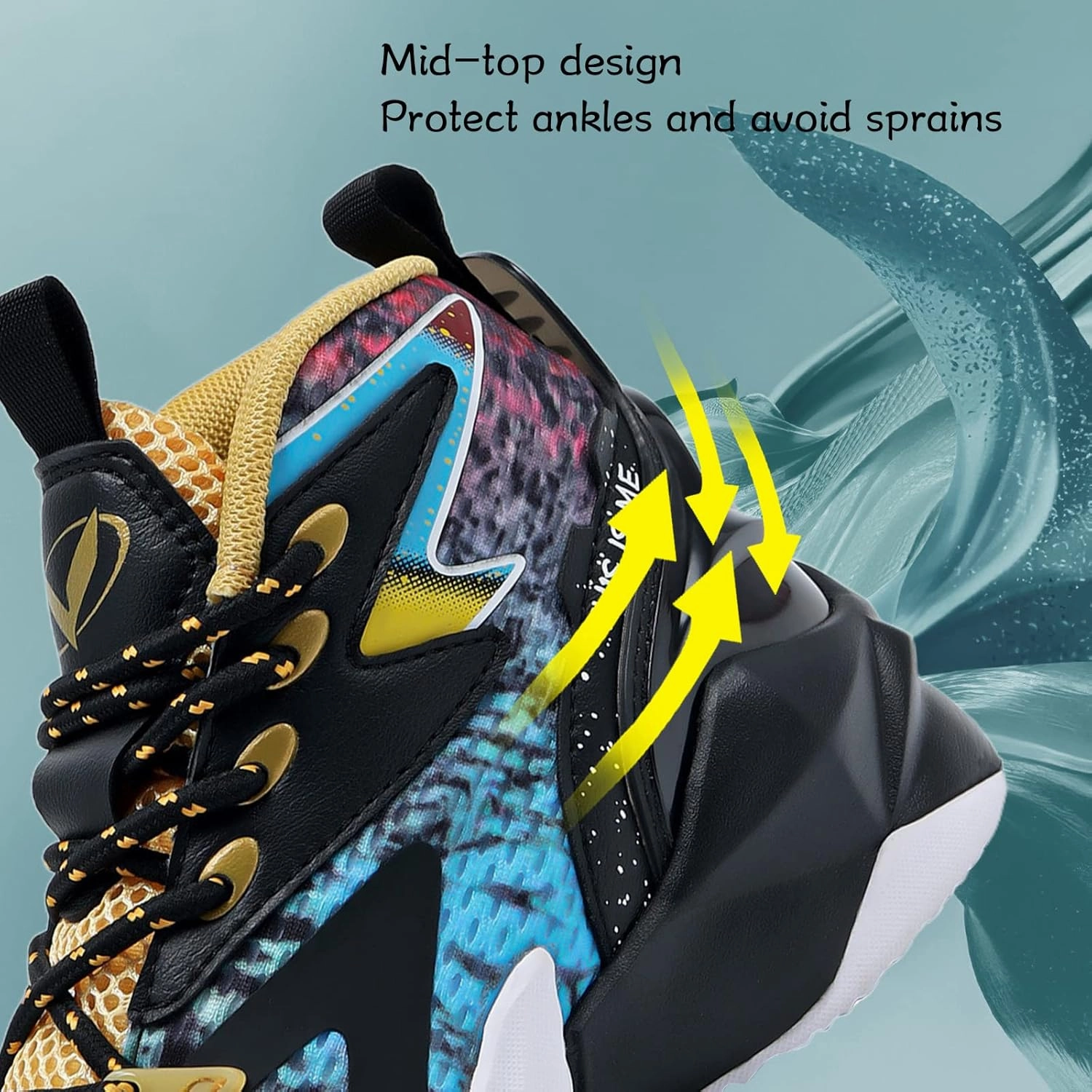 VITUOFLY Kids Basketball Shoes Boys Air Cushion Sneakers Girls Mid Top School Hoops Shoes Non-Slip Outdoor Sports Running Gym Comfortable Durable Little Kid/Big Kid