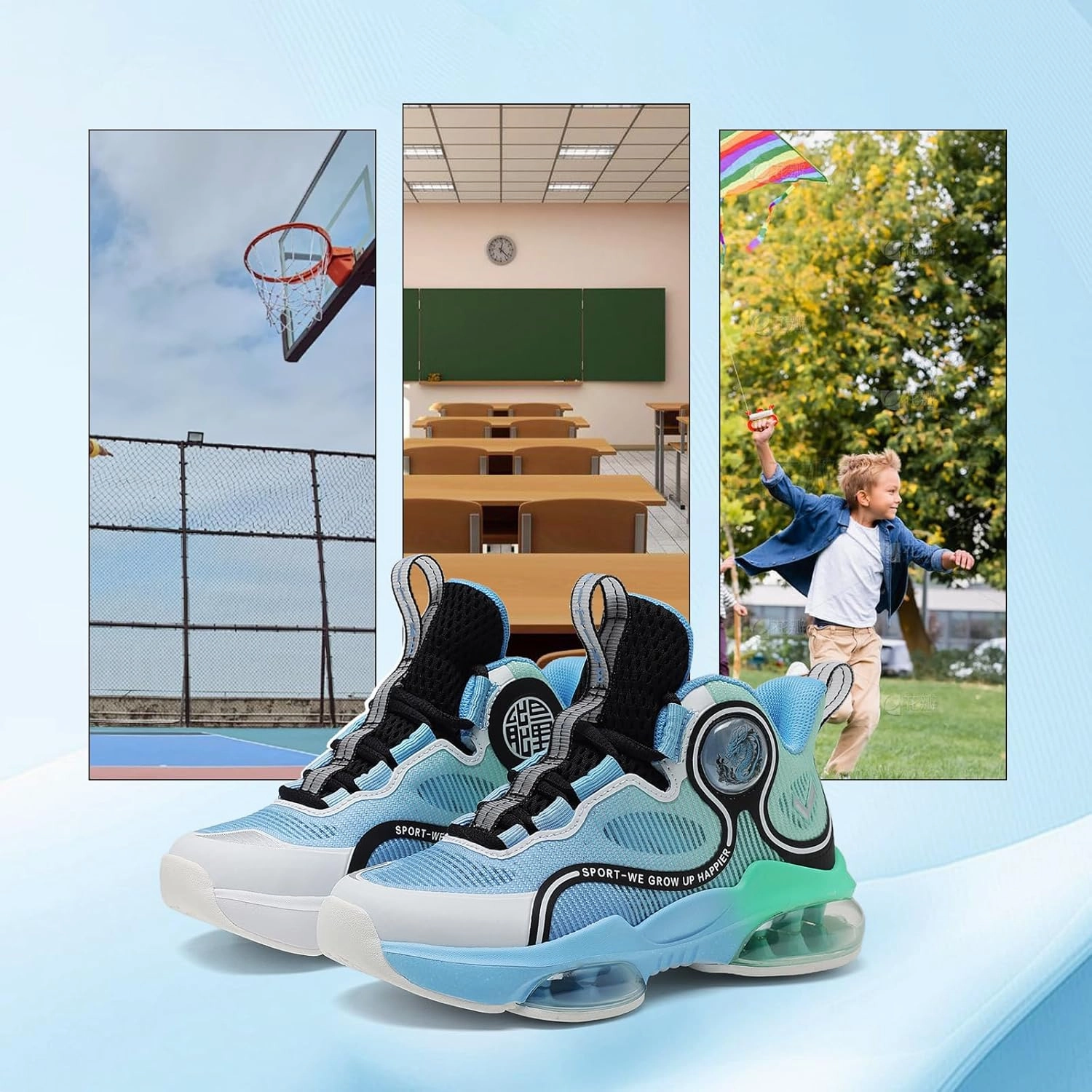 VITUOFLY Kids Basketball Shoes Boys Air Cushion Sneakers Girls Mid Top School Hoops Shoes Non-Slip Outdoor Sports Running Gym Comfortable Durable Little Kid/Big Kid