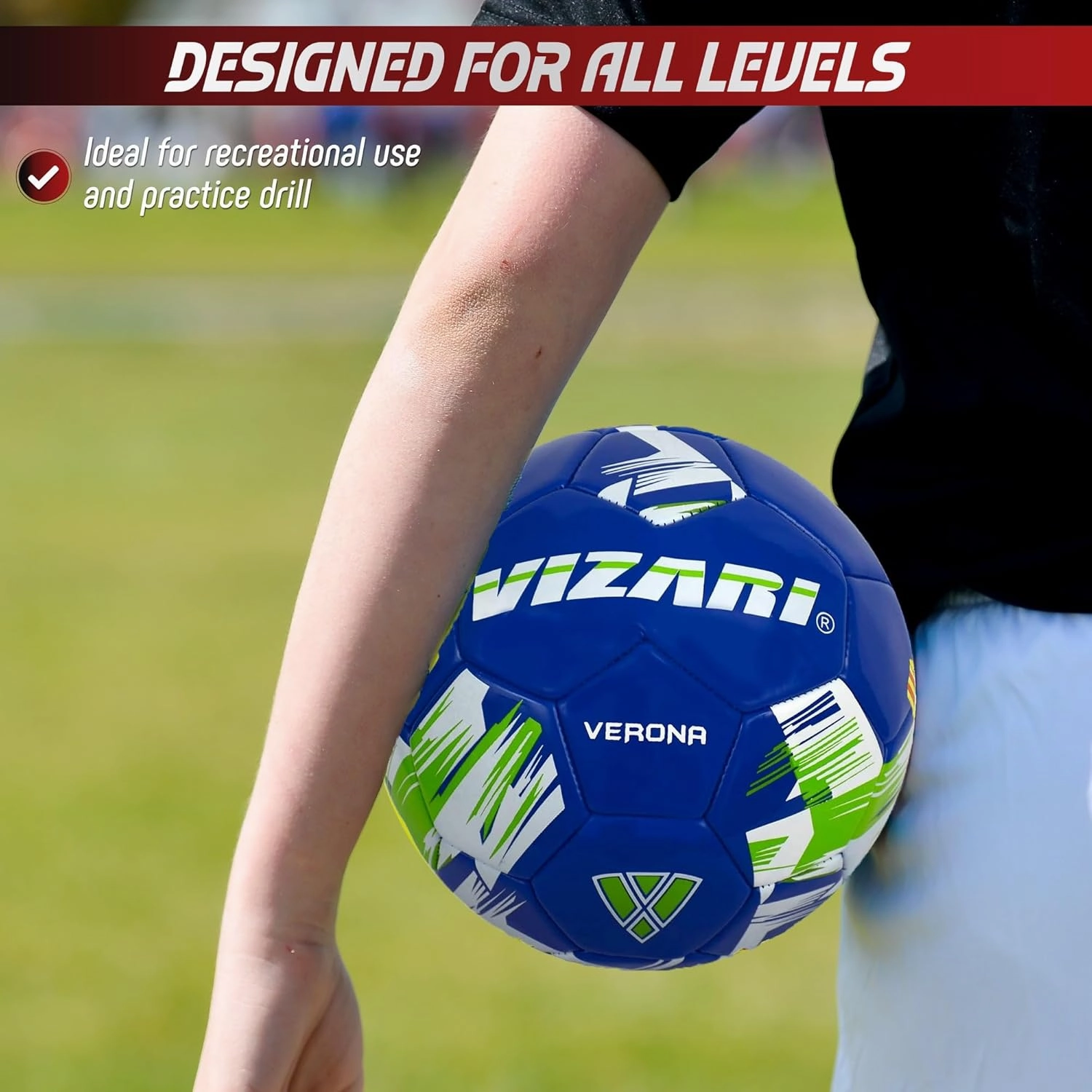 Vizari Verona Soccer Ball for Kids, Youth, Adults - Size 3,4,5 - Practice & Match, Indoor & Outdoor Soccer Ball for Boys, Girls (Pack of 1, 6, & 12)