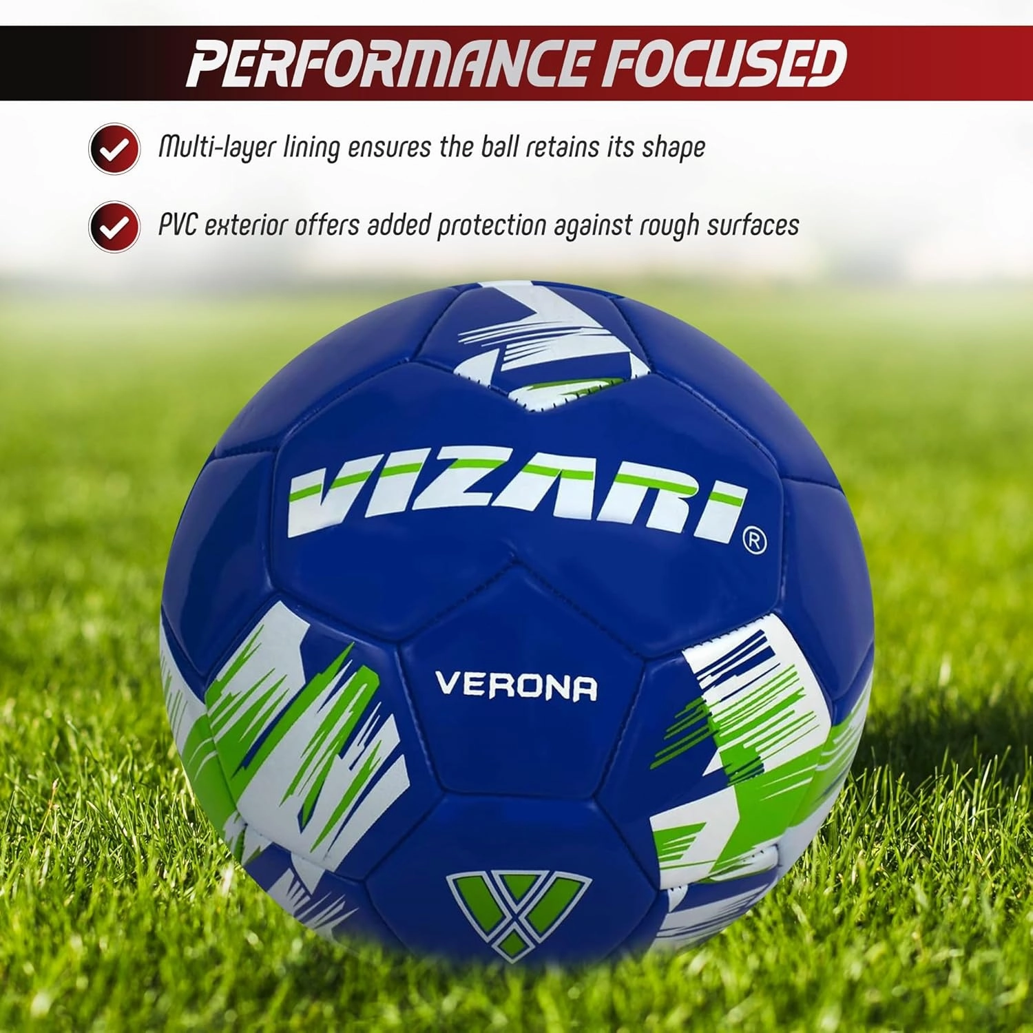 Vizari Verona Soccer Ball for Kids, Youth, Adults - Size 3,4,5 - Practice & Match, Indoor & Outdoor Soccer Ball for Boys, Girls (Pack of 1, 6, & 12)