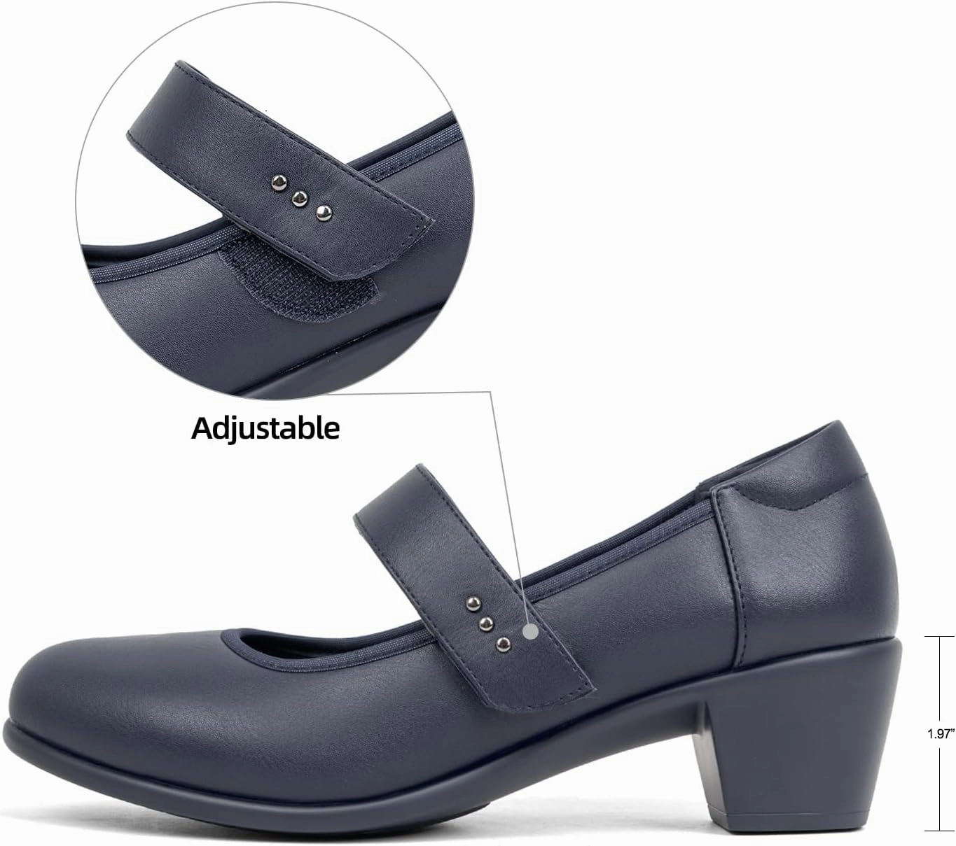 VJH confort Women's Mary Jane Pumps Low Block Chunky Heel Round Toe Dress Work Comfortable Shoes
