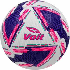Voit Pro Official Match Ball - Liga MX Size 5 - Enhanced Aerodynamics and Durability - Technology for Moisture Prevention and Shock Absorption (APERTURA 2024 ROSA, White/Purple/Pink)