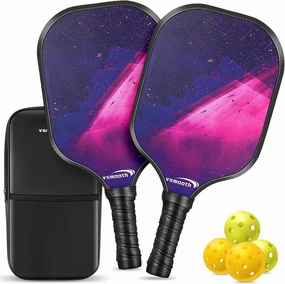 Vsmooth Pickleball Paddles USAPA Approved Pickleball Set with 2 Rackets & 4 Pickle Balls Pickleball for Beginners 12mm Pickle Ball Paddle with Non-Slip Grip Fiberglass Surface
