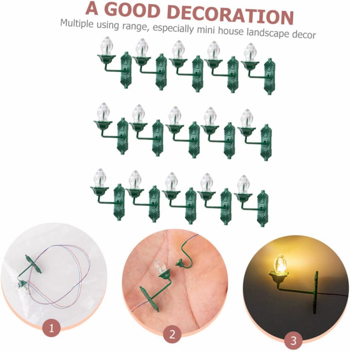 Wakauto 5sets Realistic Miniature Wall Lamp Model Playing House Wall Lights Miniature Scene Decor Boys and Girls Lamp Toy Fake Lights 25pcs*5