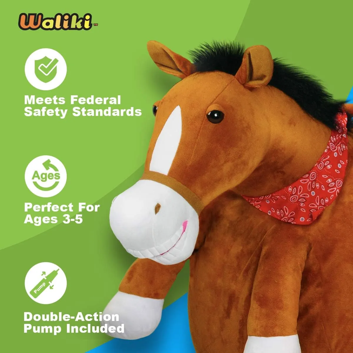 WALIKI Horse Hopper Ball for Kids | Hippity Hop | Jumping Hopping Ball | Sit & Bounce (Small: Ages 3-5, Horse)