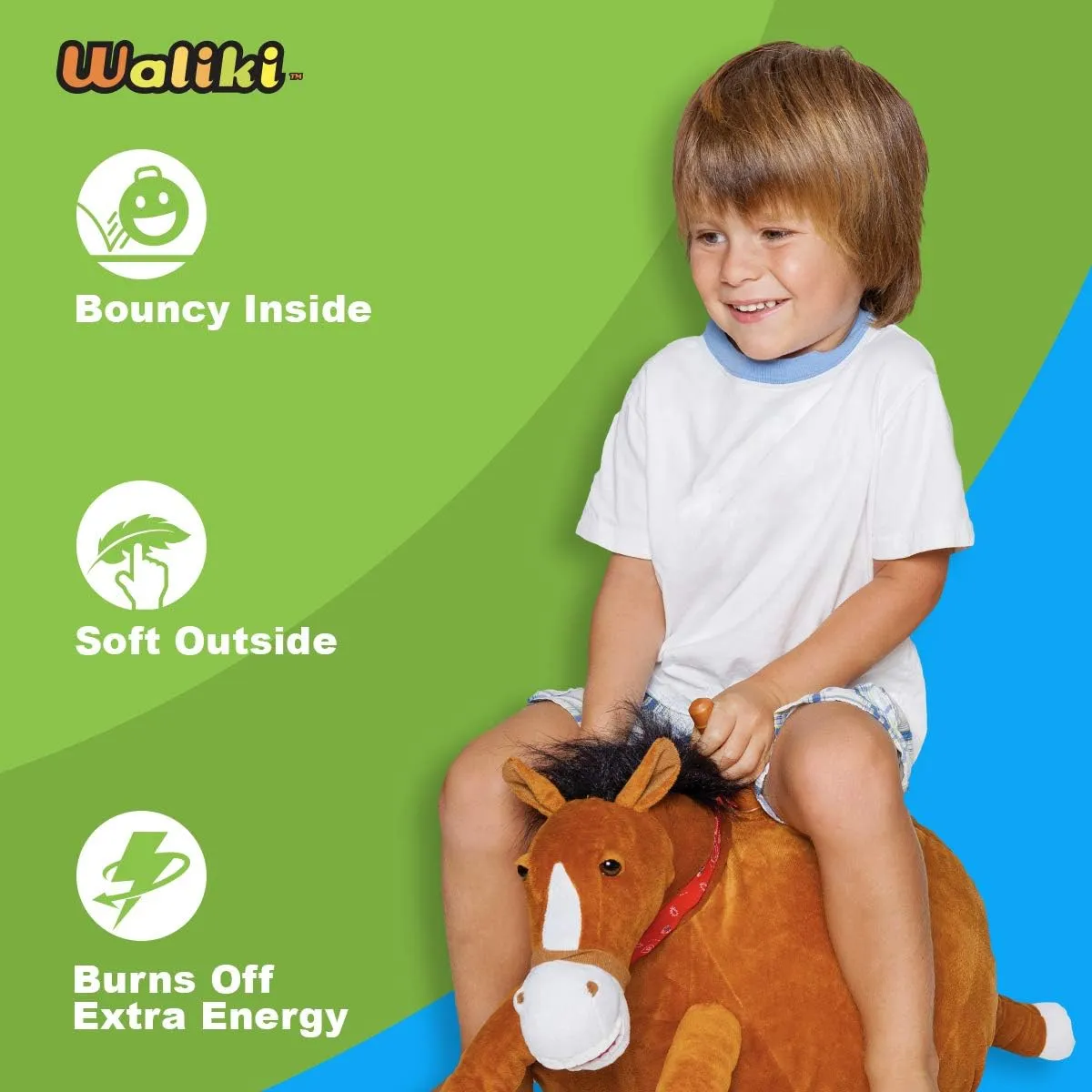 WALIKI Horse Hopper Ball for Kids | Hippity Hop | Jumping Hopping Ball | Sit & Bounce (Small: Ages 3-5, Horse)