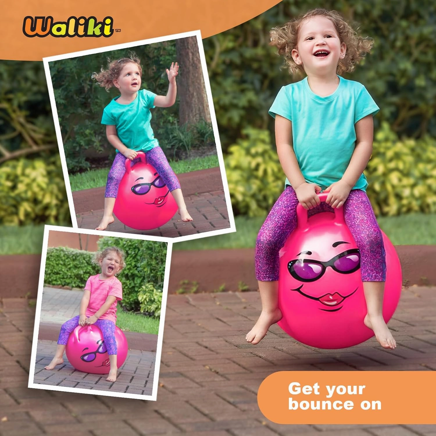 WALIKI Hopper Ball for Kids 3-6 | Hippity Hop | Jumping Hopping Ball | Relay Races | Pink 18”