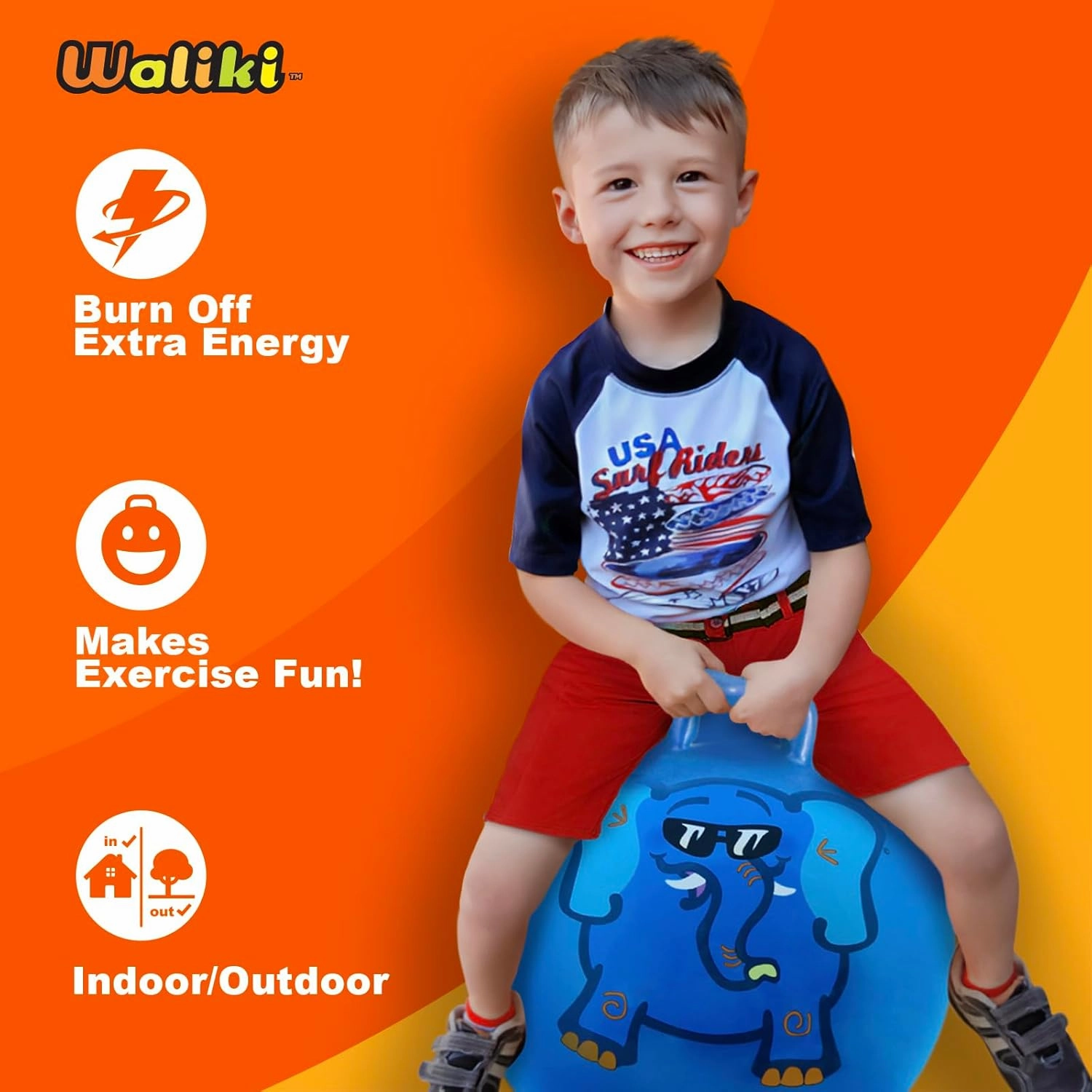 WALIKI Hopper Ball Toy for Boys and Girls Ages 3-6 | Hippity Hop Jumping Ball | Cool Birthday Gift | Blue | 18"