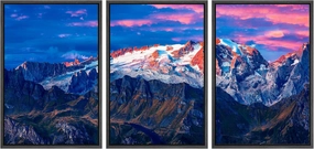 wall26 Framed Canvas Print Wall Art Set Pastel Sunset Snowy Mountain Range Nature Wilderness Photography Realism Decorative Landscape Colorful for Living Room, Bedroom, Office - 24"x36"x3 Black